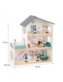 TOOKY TOY Duży Drewniany Domek dla Lalek + Figurki FSC