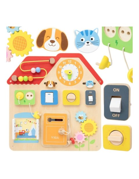 VIGA Drewniana Tablica Manipulacyjna Domek Odkrywania i Nauki