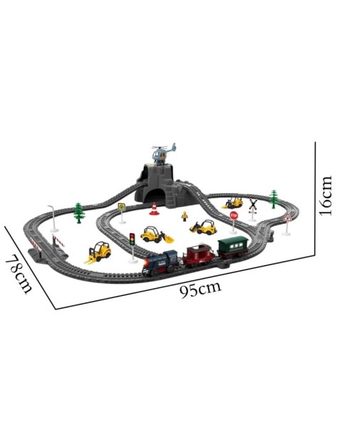 WOOPIE Elektryczna Kolejka Tor Retro Ciuchcia Lokomotywa + 2 Wagony - Zestaw 76 el.