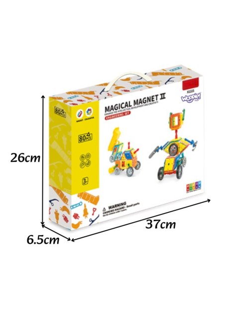 WOOPIE Klocki Magnetyczne 3D Pojazdy Zestaw 80el.