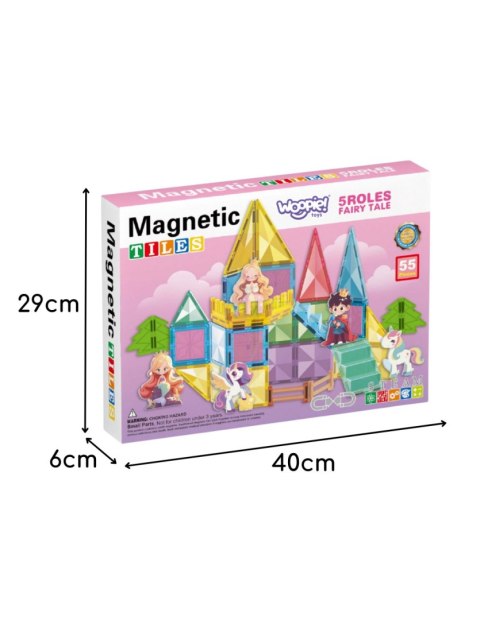 WOOPIE Klocki Magnetyczne Konstrukcyjne 3D Zestaw Edukacyjny Bajkowy Zamek 55el.