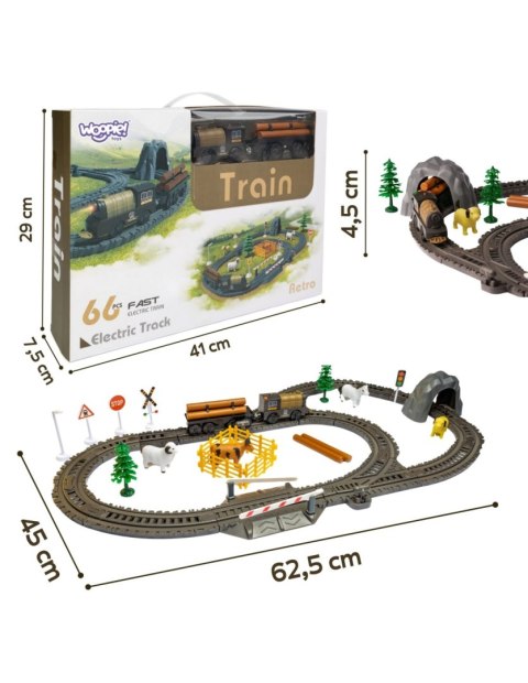 WOOPIE Kolejka Elektryczna Lokomotywa Retro Farma Tor XL 66 el.