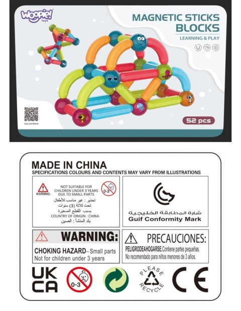 WOOPIE Magnetyczne Klocki Konstrukcyjne Edukacyjne 52 el.