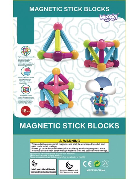 WOOPIE Magnetyczne Klocki Konstrukcyjne Edukacyjne Duże Grube 28 el.