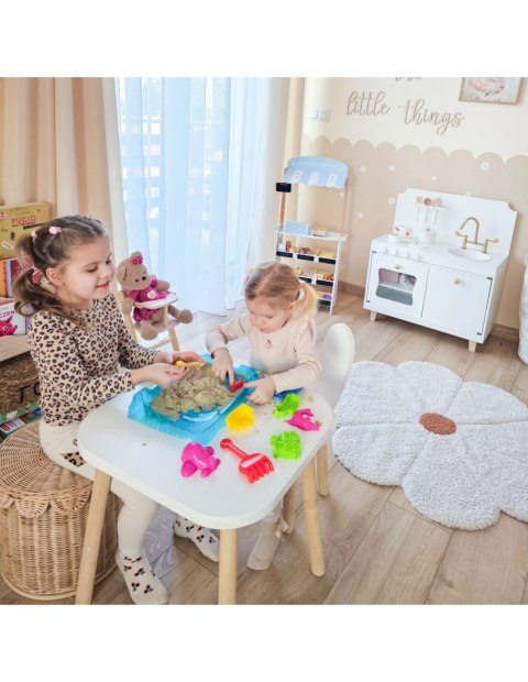 WOOPIE Piasek Kinetyczny 0,5 kg Zestaw Stolik z Foremkami