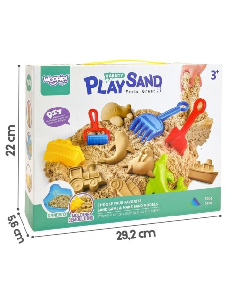 WOOPIE Piasek Kinetyczny 0,5 kg Zestaw Stolik z Foremkami
