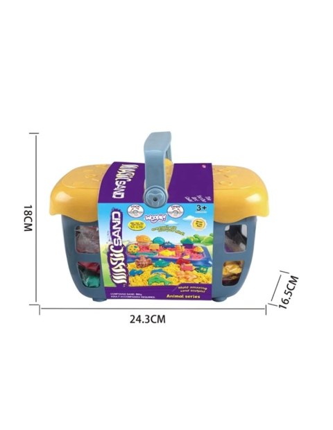 WOOPIE Piasek Kinetyczny 0,8 kg Zestaw w Koszyku z Foremkami + Basen