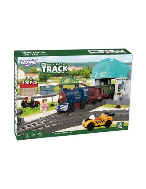WOOPIE Pociąg Elektryczny Kolejka Tor XXL Ciuchcia Lokomotywa Zestaw Miasteczko 100 el.