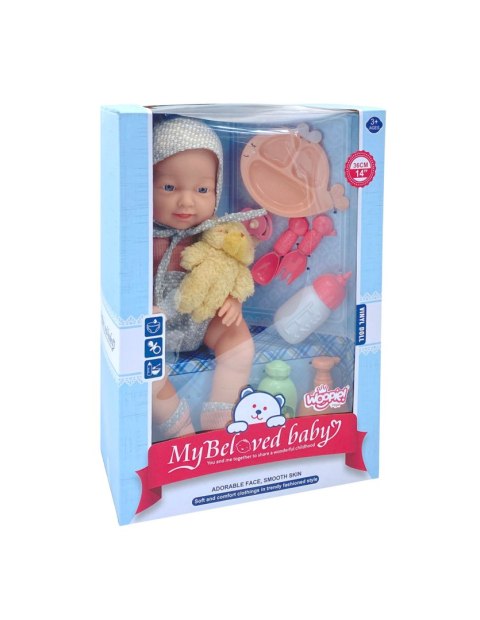 WOOPIE ROYAL Lalka Bobas 36 cm w Ubranku z Misiem Akcesoria do Karmienia