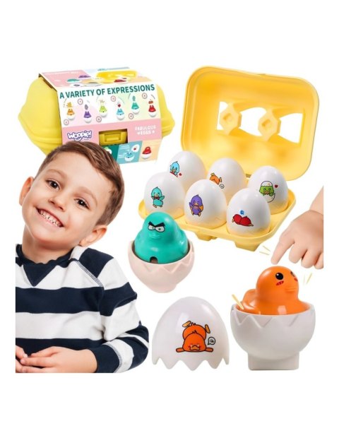 WOOPIE Układanka Sorter Montessori Dopasuj Kształty Wesołe Kurczaczki Jajka 6szt
