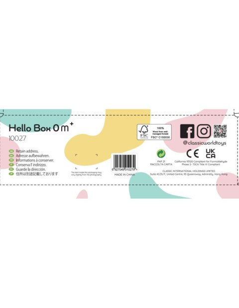 CLASSIC WORLD Pastelowy Zestaw dla Niemowląt Box Pierwsze Zabawki od 0 - 6 miesięcy