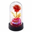 LEAN Wieczna Róża Kryształowa w Kopule z Oświetleniem LED z Serduszkiem 14x8cm