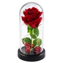 LEAN Wieczna Róża w Kopule z Oświetleniem LED Czerwona 21x11cm