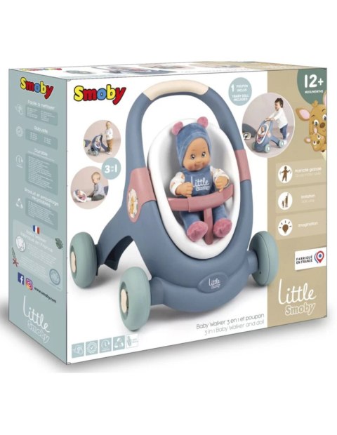 SMOBY Little Chodzik Pchacz 3w1 Wózek dla lalek + lalka