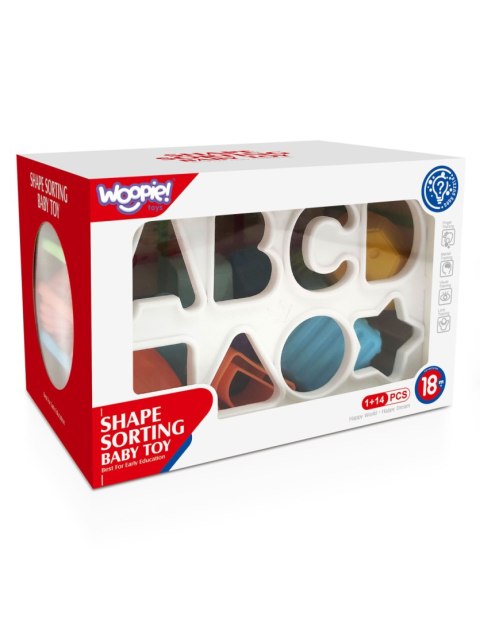 WOOPIE BABY Elastyczna Kostka Sensoryczna Sorter dla Dzieci Kolorowe Kształty Alfabet 15 el.