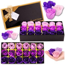 LEAN Flower Box Wieczne Pachnące Róże Kwiaty w Pudełku Fioletowe 18 szt.