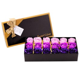 LEAN Flower Box Wieczne Pachnące Róże Kwiaty w Pudełku Fioletowe 18 szt.