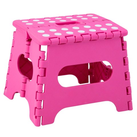 LEAN Stołek Składany Podnóżek Stopień Taboret Antypoślizgowy Różowy 24 x 19 cm
