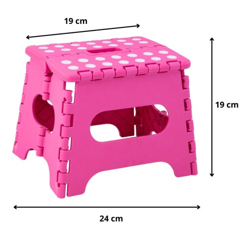 LEAN Stołek Składany Podnóżek Stopień Taboret Antypoślizgowy Różowy 24 x 19 cm