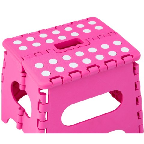 LEAN Stołek Składany Podnóżek Stopień Taboret Antypoślizgowy Różowy 24 x 19 cm