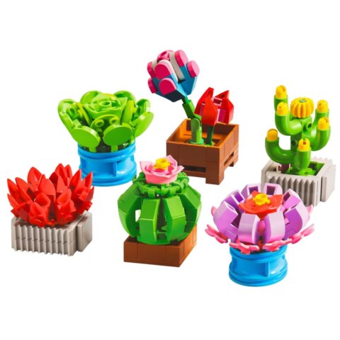 LEAN Toys Klocki Konstrukcyjne Kwiaty Roślinki w Doniczkach 6 Sztuk 245 el.