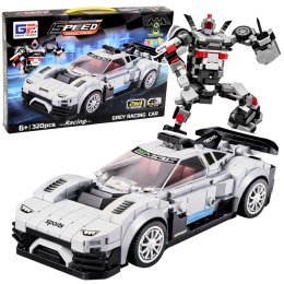 LEAN Toys Klocki Konstrukcyjne Samochód Wyścigowy Robot 2W1 Biały 320 el.