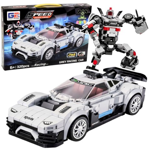 LEAN Toys Klocki Konstrukcyjne Samochód Wyścigowy Robot 2W1 Biały 320 el.