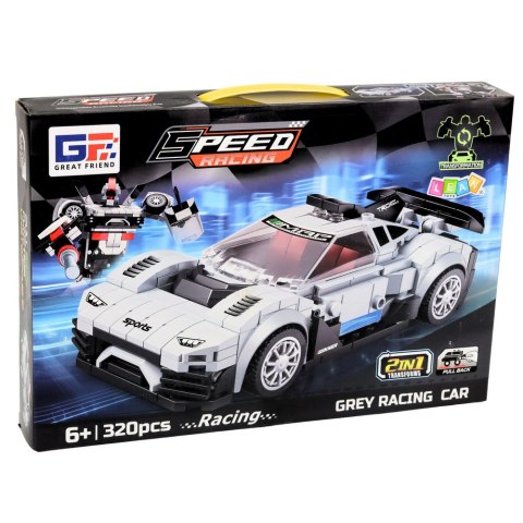 LEAN Toys Klocki Konstrukcyjne Samochód Wyścigowy Robot 2W1 Biały 320 el.