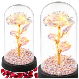 LEAN Wieczna Róża W Szklanej Kopule Oświetlenie LED Kryształowa 21,5 x 11 cm