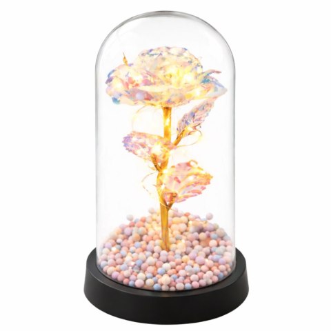 LEAN Wieczna Róża W Szklanej Kopule Oświetlenie LED Kryształowa 21,5 x 11 cm