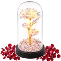 LEAN Wieczna Róża W Szklanej Kopule Oświetlenie LED Kryształowa 21,5 x 11 cm
