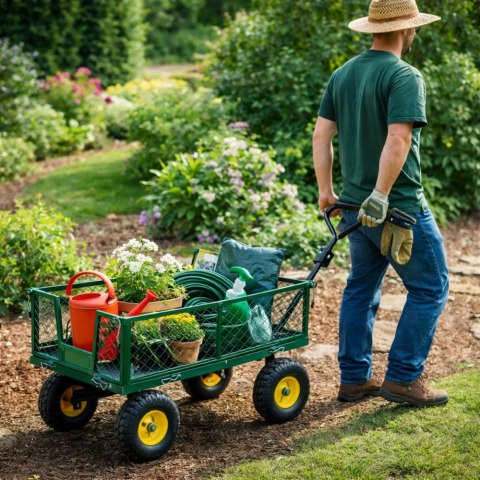 LEAN Wózek Ogrodowy Transportowy Składany Przyczepka Stalowa 200 kg
