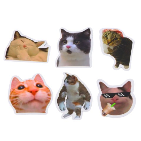 LEAN Zestaw Naklejki Koty Memy Dekoracyjne Różne Motywy 50 szt. 7-8 cm