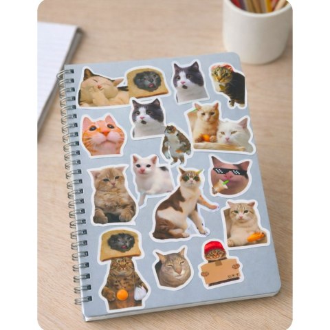 LEAN Zestaw Naklejki Koty Memy Dekoracyjne Różne Motywy 50 szt. 7-8 cm