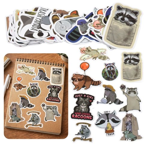 LEAN Zestaw Naklejki Z Szopem Dekoracyjne Różne Motywy 50 szt. 7-8 cm