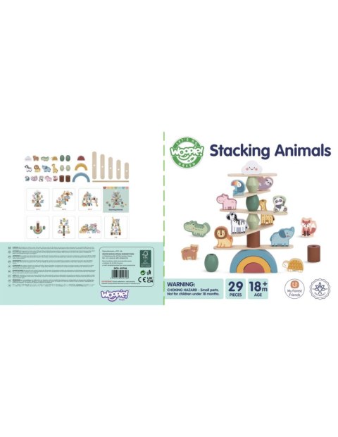 WOOPIE GREEN Balansujące Drewniane Zwierzęta Układanka w Stosy FSC