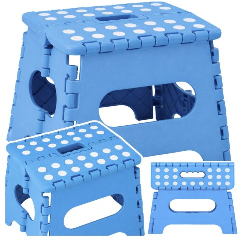 LEAN Stołek Składany Podnóżek Stopień Taboret Antypoślizgowy Niebieski 24x19 cm