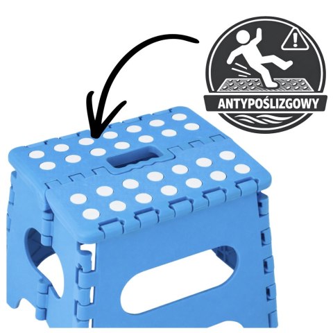 LEAN Stołek Składany Podnóżek Stopień Taboret Antypoślizgowy Niebieski 24x19 cm