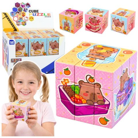 LEAN TOYS Kostka Układanka Logiczna Kapibara Edukacyjna Kolorowa 6x6 cm