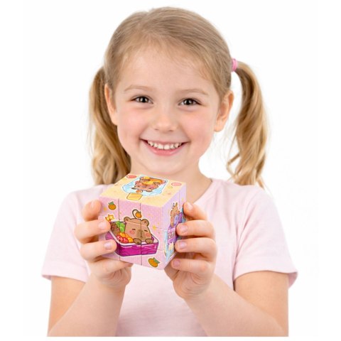 LEAN TOYS Kostka Układanka Logiczna Kapibara Edukacyjna Kolorowa 6x6 cm