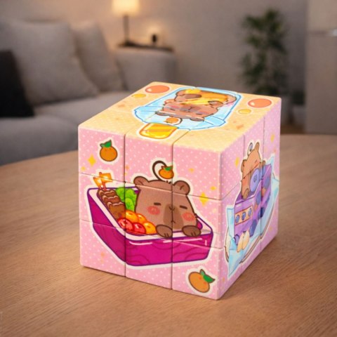 LEAN TOYS Kostka Układanka Logiczna Kapibara Edukacyjna Kolorowa 6x6 cm