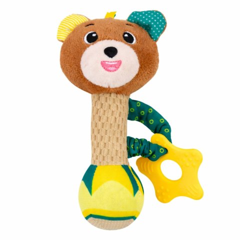 LEAN TOYS Pluszowa Grzechotka Miś Z Gryzakiem i Piszczałką Dla Niemowląt