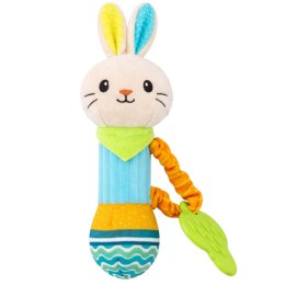 LEAN TOYS Pluszowa Grzechotka Zajączek Z Gryzakiem i Piszczałką Dla Niemowląt
