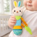 LEAN TOYS Pluszowa Grzechotka Zajączek Z Gryzakiem i Piszczałką Dla Niemowląt