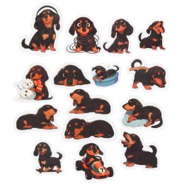 LEAN TOYS Zestaw Naklejki Z Jamnikami Do Ozdabiania Różne Motywy 54 szt.