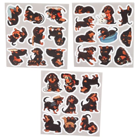 LEAN TOYS Zestaw Naklejki Z Jamnikami Do Ozdabiania Różne Motywy 54 szt.