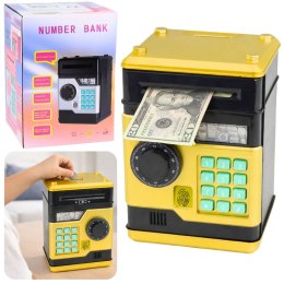 LEAN Toys Bankomat Sejf Elektroniczny Skarbonka Światła Dźwięki Kod PIN Złoty