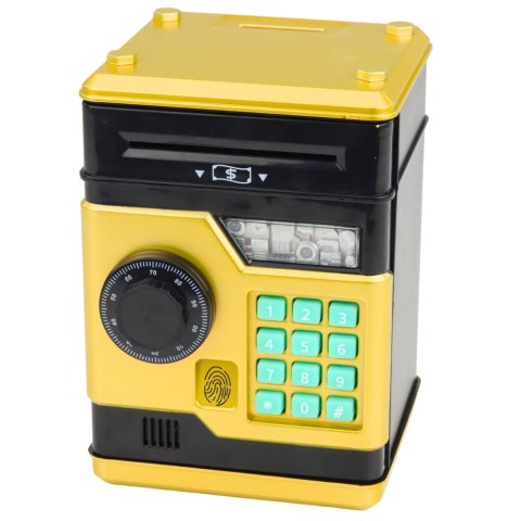 LEAN Toys Bankomat Sejf Elektroniczny Skarbonka Światła Dźwięki Kod PIN Złoty