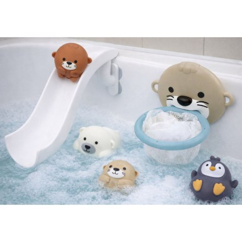 LEAN Toys Zabawki Do Kąpieli Wydra Zwierzątka Zjeżdżalnia Kosz Sitko 10 el.