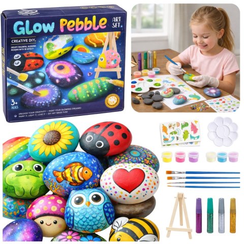 LEAN Toys Zestaw Kreatywny DIY Malowanie Kamieni Świecących Dla Dzieci